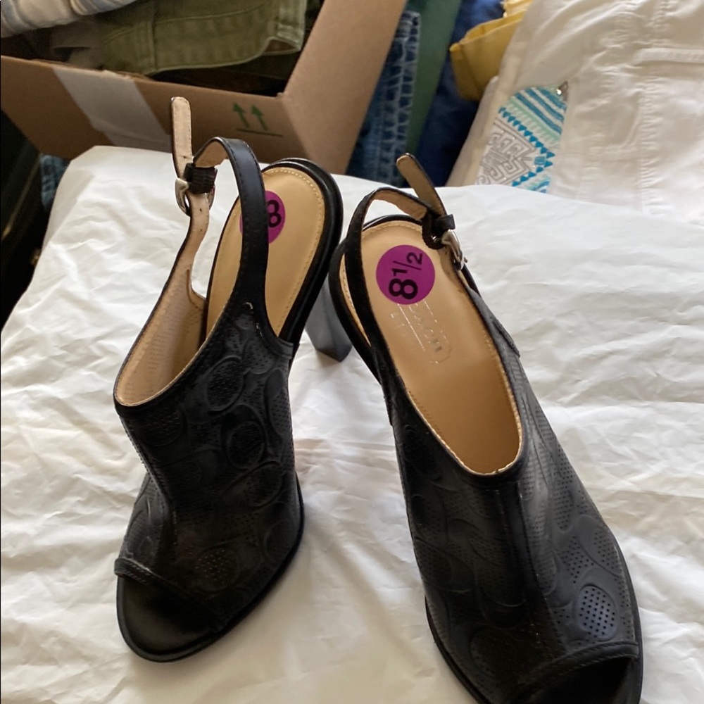 Coach Chic Black Slingback Heels 8.5